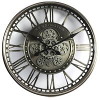 53.3cm Levi Silver Moving Gear Wall Clock By COUNTRYFIELD image