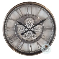 53.3cm Levi Silver Moving Gear Wall Clock By COUNTRYFIELD