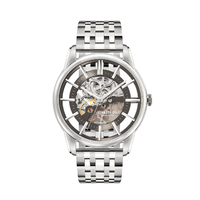 Silver Transparent Skeleton Automatic Watch with Silver Bracelet Band BY KENNETH COLE
