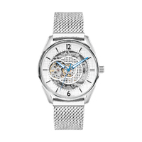 Silver/White Skeleton Automatic Watch with Silver Mesh Band BY KENNETH COLE