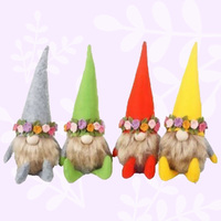 33cm Hippy Gnome With Flower Garland - Assorted Colours