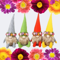 33cm Hippy Gnome With Flower Garland - Assorted Colours image