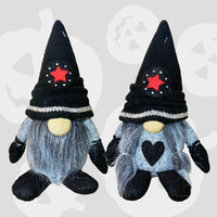 17cm Grey & Black Gnome With Red Star Hat - Boy Or Girl