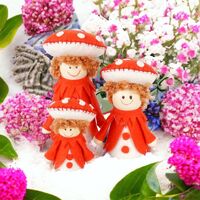 Mushroom Gnome Family - Red (Set Of 3) image