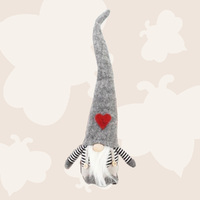 40cm Gnome With Stripey Top & Long Grey Hat