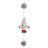 160cm Christmas Girl Hanging Ornament With Grey & White Stripey Beanie