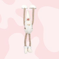 40cm Hanging Gnome With White Stripey Clothes & White Hat image