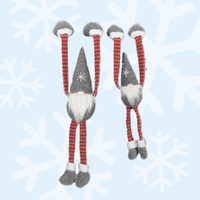 Hanging Gnome With Red Stripey Clothes & Grey Hat - Assorted Sizes