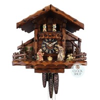 Carved 1 Day Nativity Scene with Dancers 26cm Cuckoo Clock BY HONES