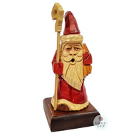St Nicholas with Staf 18cm Smoker Hand Carved By Master Carver