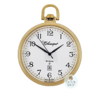 4.3cm Gold Plated Stainless Steel Open Dial Pocket Watch By CLASSIQUE (White Arabic) image