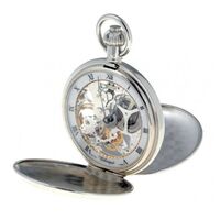 Palladium Plated Mechanical Skeleton Pocket Watch By CLASSIQUE