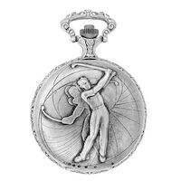 Rhodium Plated Pocket Watch With Golfer By CLASSIQUE