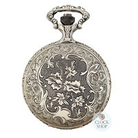 4.8cm Floral Pattern Rhodium Plated Pocket Watch By CLASSIQUE (Arabic) image