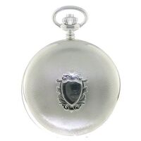 Sterling Silver Mechanical Pocket Watch With Crest Design By CLASSIQUE