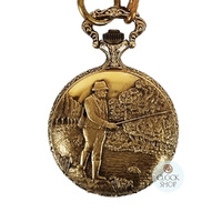 48mm Gold Mens Pocket Watch With Fisherman By CLASSIQUE (Arabic) image