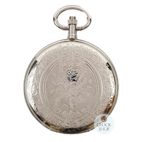 4.1cm Floral Crest Rhodium Plated Pocket Watch By CLASSIQUE (Roman) image
