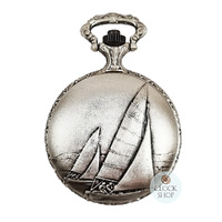 48mm Rhodium Unisex Pocket Watch With Sailing Boat By CLASSIQUE (Roman) image
