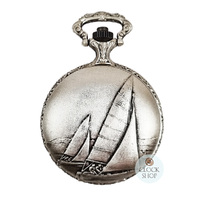 4.8cm Sailing Boat Rhodium Plated Pocket Watch By CLASSIQUE (Roman) image