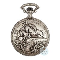 4.8cm Equestrian Riders Rhodium Plated Pocket Watch By CLASSIQUE (Arabic) image