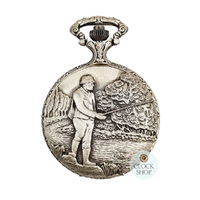 48mm Rhodium Mens Pocket Watch With Fisherman By CLASSIQUE (Roman) image