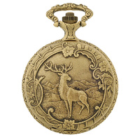 GOLD PLATED POCKET WATCH WITH DEER BY CLASSIQUE