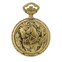 Gold Plated Pendant Watch With 2 Horse Head By CLASSIQUE