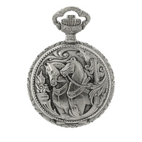 27mm Rhodium Womens Pendant Watch With Two Horses By CLASSIQUE (Roman) image
