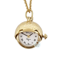 2cm Floral Gold Plated Ball Pendant Watch By CLASSIQUE (Roman) image