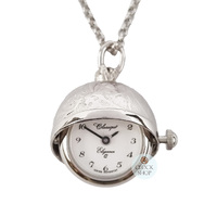 2cm Floral Rhodium Plated Ball Pendant Watch By CLASSIQUE (Arabic) image
