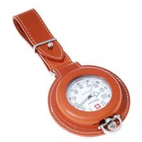 Stainless Steel Nurses/workers Pocket Watch With Brown Leather Pouch By CLASSIQUE
