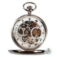 4.9cm Stainless Steel Mechanical Skeleton Swiss Pocket Watch By CLASSIQUE (Roman) image