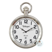 48mm Stainless Steel Unisex Pocket Watch With Open Dial By CLASSIQUE (White Bold Arabic) image