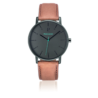 Black Cityline Watch - Black Dial Dune Leather Band By PIERRE LANNIER