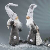 Gnome With Sack Grey/White Standing 41cm