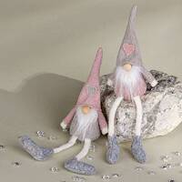 Gnome Shelf Sitter In Pink/Grey Christmas Decoration 20cm