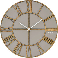 40cm Grey & Wood Round Wall Clock By AMS