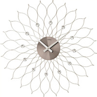 50cm Silver Flower Wall Clock With Jewels By AMS  image