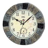 26cm Indoor / Outdoor Tiled Round Wall Clock With Weather Dials By AMS image
