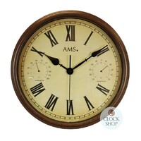 42cm Indoor / Outdoor Round Wall Clock With Weather Dials & Roman Numerals By AMS image