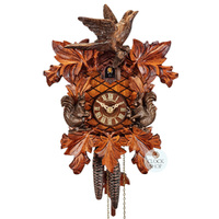 Carved Squirrels with Bird on Top 28cm Cuckoo Clock By SCHNEIDER