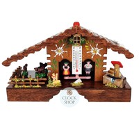 12cm Chalet Weather House with Edelweiss Flowers & Rotating Cows By TRENKLE image