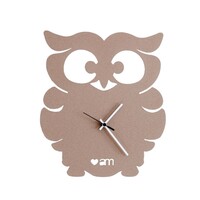 34cm Beige Owl Gufino Modern Wall Clock By ARTI E MESTIERI image
