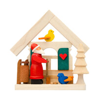 7.5cm Santa House With Birds Hanging Decoration By Graupner image