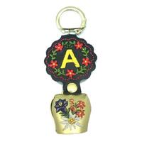 Embroidered Initial Bell Keyrings