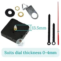 Press Fit Sweep Clock Movement Kit- Black Pointer & Red Seconds Hands (13.5mm Shaft) | Fits 3.5mm & 5.5mm Hand Holes