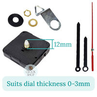 Press Fit Sweep Clock Movement Kit- Black Pointer & Red Seconds Hands (12mm Shaft) image