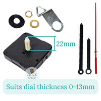 Press Fit Sweep Clock Movement Kit- Black Pointer & Red Seconds Hands (22mm Shaft) | Fits 3.5mm & 5.5mm Hand Holes image