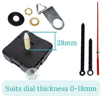 Press Fit Sweep Clock Movement Kit- Black Pointer & Red Seconds Hands (28mm Shaft) | Fits 3.5mm & 5.5mm Hand Holes image