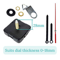 Press Fit Sweep Clock Movement Kit- Black Pointer & Red Seconds Hands (28mm Shaft) image